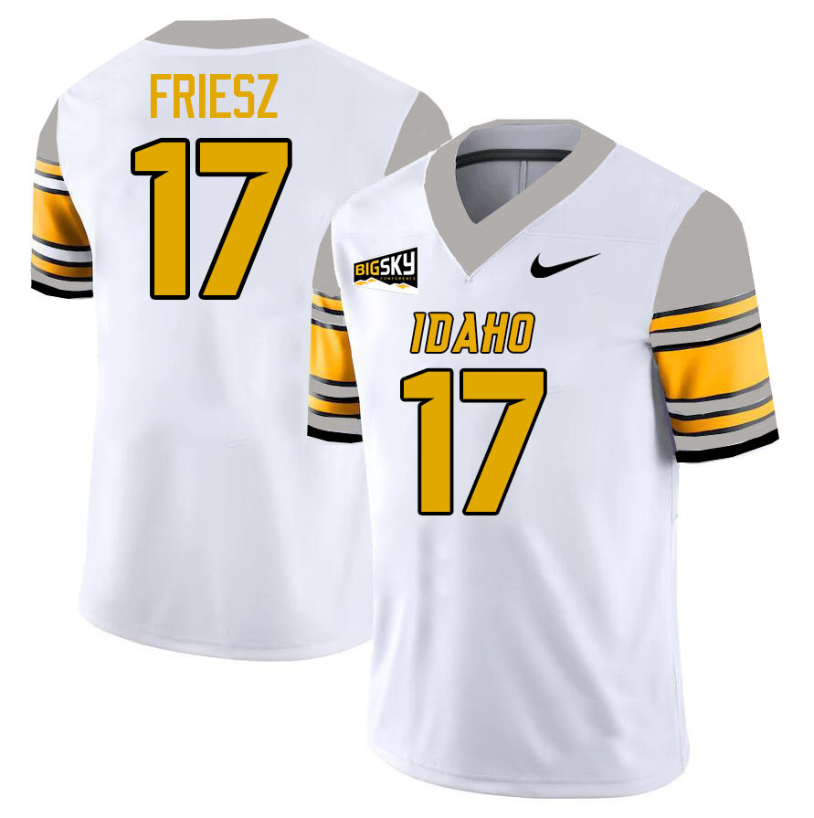 Idaho Vandals #17 John Friesz College Football Jerseys,Uniforms Stitched-White